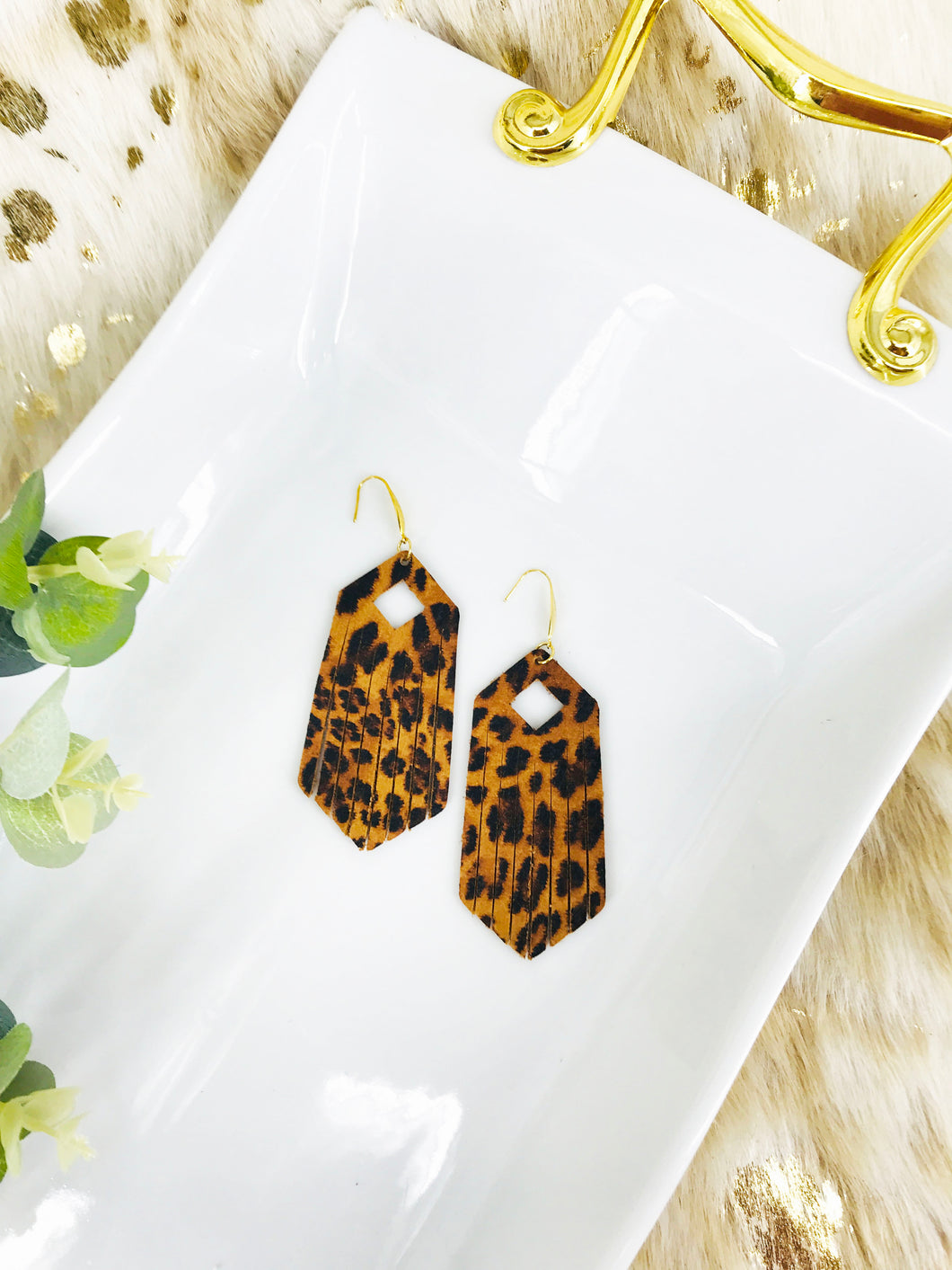 Cheetah Print Leather Earrings - E19-1414