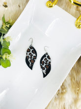 Load image into Gallery viewer, Black Leather and Glitter Leopard Faux Leather Earrings - E19-1419