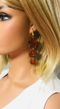 Load image into Gallery viewer, Burnt Orange Embossed Genuine Leather Earrings - E19-1428