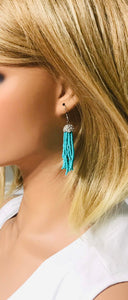 Turquoise Boho Style Glass Bead Tassel Earrings - E19-142
