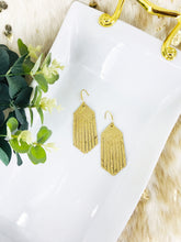 Load image into Gallery viewer, Mystic Gold on Tan Leather Earrings - E19-1437