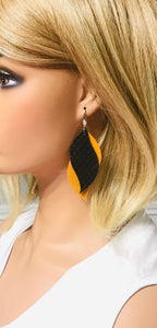 Mustard Suede Leather and Fish Net Leather Earrings - E19-1438