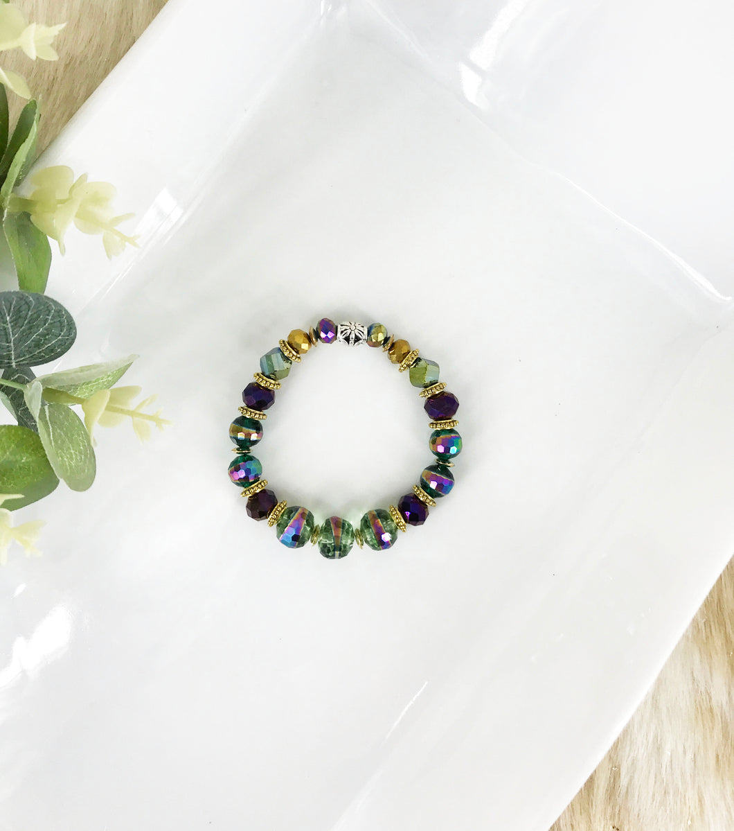 Glass Bead Stretchy Bracelet - B1439