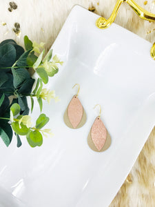 Metallic Gold and Rose Gold Leather Earrings - E19-1442