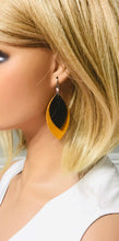 Load image into Gallery viewer, Dark Mustard Suede Leather and Fish Net Black Leather Earrings - E19-1449