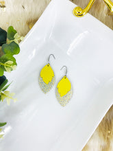 Load image into Gallery viewer, Iridescent Leather and Canary Yellow Leather Earrings - E19-1450