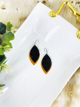 Load image into Gallery viewer, Mustard Suede Leather and Fish Net Pattern Leather Earrings - E19-1455