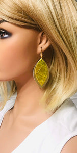Gold Metallic and Croco Embossed Leather Earrings - E19-1459