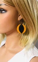 Load image into Gallery viewer, Mustard Suede Leather and Fish Net Pattern Leather Earrings - E19-1460