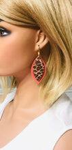 Load image into Gallery viewer, Salmon and Baby Cheetah Leather Earrings - E19-1468