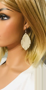 Beige Metallic Camo Leather Earrings - E19-1475