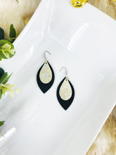 Load image into Gallery viewer, Black and Silver Halo on Banana Leather Earrings - E19-1476
