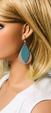 Load image into Gallery viewer, Rose Gold and Peacock Blue Leather Earrings - E19-1477