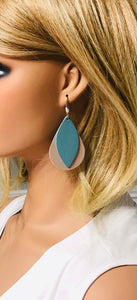 Rose Gold and Peacock Blue Leather Earrings - E19-1477