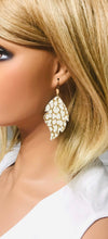 Load image into Gallery viewer, Gold Metallic on Ivory Leather Earrings - E19-1489