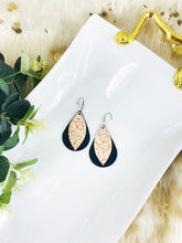 Load image into Gallery viewer, Royal Blue and Embossed Acanthus Pattern Leather Earrings - E19-1491