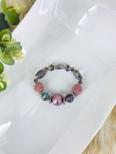 Big & Bold Collection Glass Bead Stretchy Bracelet - B1492
