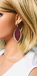 Metallic Rose Gold and Dark Raspberry Leather Earrings - E19-1493