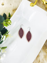 Load image into Gallery viewer, Metallic Rose Gold and Dark Raspberry Leather Earrings - E19-1493