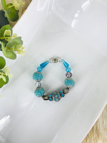Big & Bold Collection Glass Bead Stretchy Bracelet - B1494