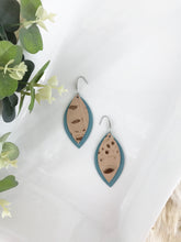 Load image into Gallery viewer, Peacock Blue and Tan Crocodile Leather Earrings - E19-1500