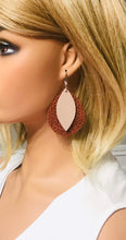 Load image into Gallery viewer, Cinnamon Italian Leather and Rose Gold Leather Earrings - E19-1501
