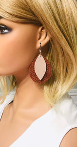 Cinnamon Italian Leather and Rose Gold Leather Earrings - E19-1501