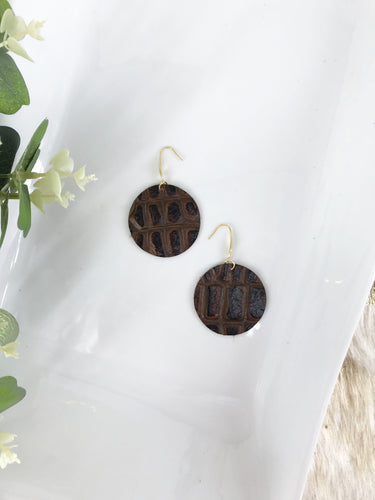 Chocolate Alligator Leather Earrings - E19-1507