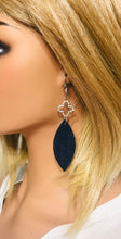 Load image into Gallery viewer, Blue Italian Fishtail Leather and Rhinestone Earrings - E19-1516