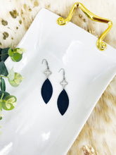 Load image into Gallery viewer, Blue Italian Fishtail Leather and Rhinestone Earrings - E19-1516