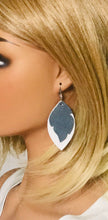 Load image into Gallery viewer, White and Iceberg Blue Leather Earrings - E19-1537