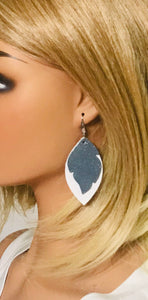 White and Iceberg Blue Leather Earrings - E19-1537