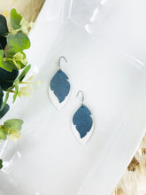 Load image into Gallery viewer, White and Iceberg Blue Leather Earrings - E19-1537