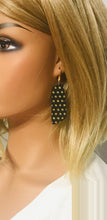 Load image into Gallery viewer, Gold Polka Dots on Black Leather Earrings - E19-1543