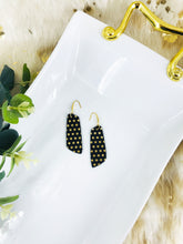 Load image into Gallery viewer, Gold Polka Dots on Black Leather Earrings - E19-1543
