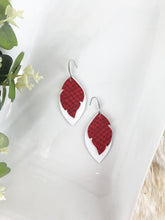 Load image into Gallery viewer, White Leather and Gator Red Faux Leather Earrings - E19-1545