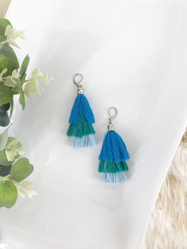 Blue Ombre Tassel Earrings - E19-155