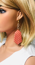 Load image into Gallery viewer, Floral Gold Leather and Rhinestone Earrings - E19-1563
