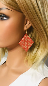 Filigree Floral Gold on Red Leather Earrings - E19-1570