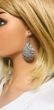 Load image into Gallery viewer, Metallic Grey Embossed Leather Earrings - E19-1585