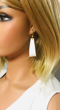 Load image into Gallery viewer, Bright White Ostrich Leather Earrings - E19-1589