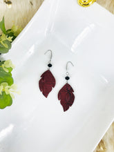 Load image into Gallery viewer, Dark Red Cranberry Leather Earrings - E19-1602