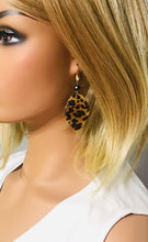 Load image into Gallery viewer, Gold Metallic Banana Leopard Leather Earrings - E19-1617