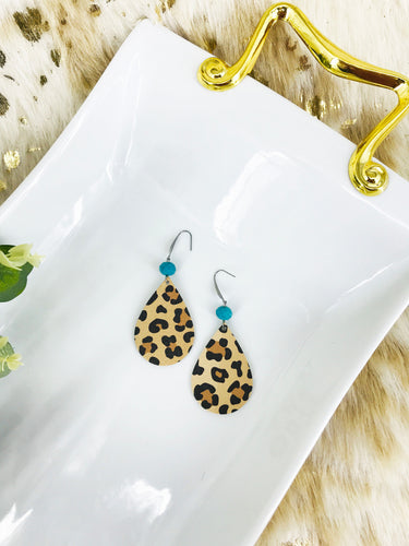 Caramel Cheetah Leather Earrings - E19-1621