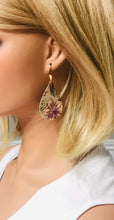 Load image into Gallery viewer, Floral Metallic Gold Leather Earrings - E19-1623