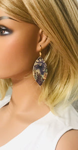 Floral on Gold Leather Earrings - E19-1632