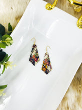 Load image into Gallery viewer, Metallic Gold Floral Print Leather Earrings - E19-1642