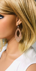 Metallic Rose Gold Leather Earrings - E19-1651