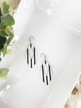 Load image into Gallery viewer, Matte Black and White Straight Striped Leather Earrings - E19-1653