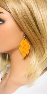 Mustard Braided Fishtail Leather Earrings - E19-1656